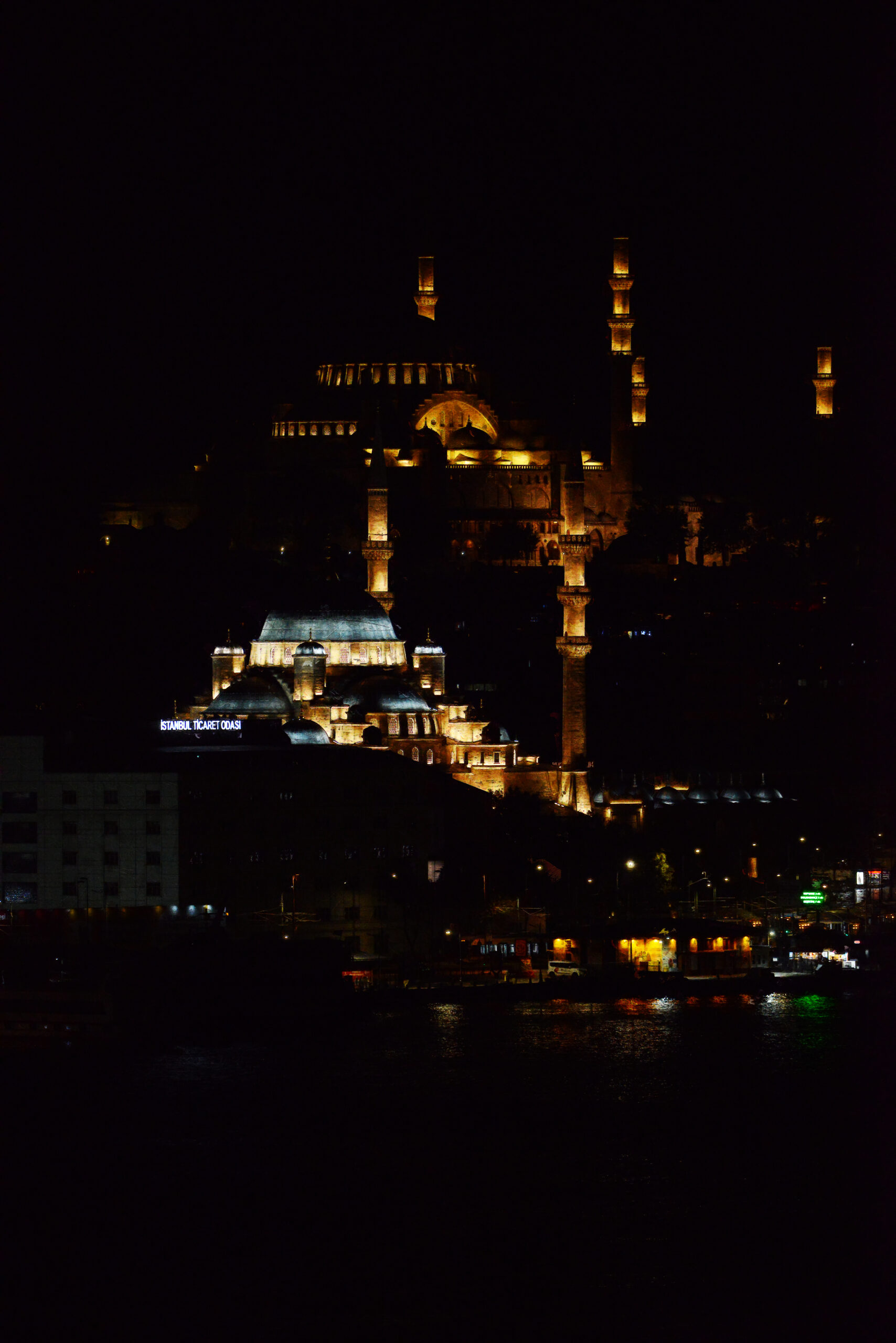 Istanbul Turkey Hagia Sophia and Suleymaniye Mosques at Night
