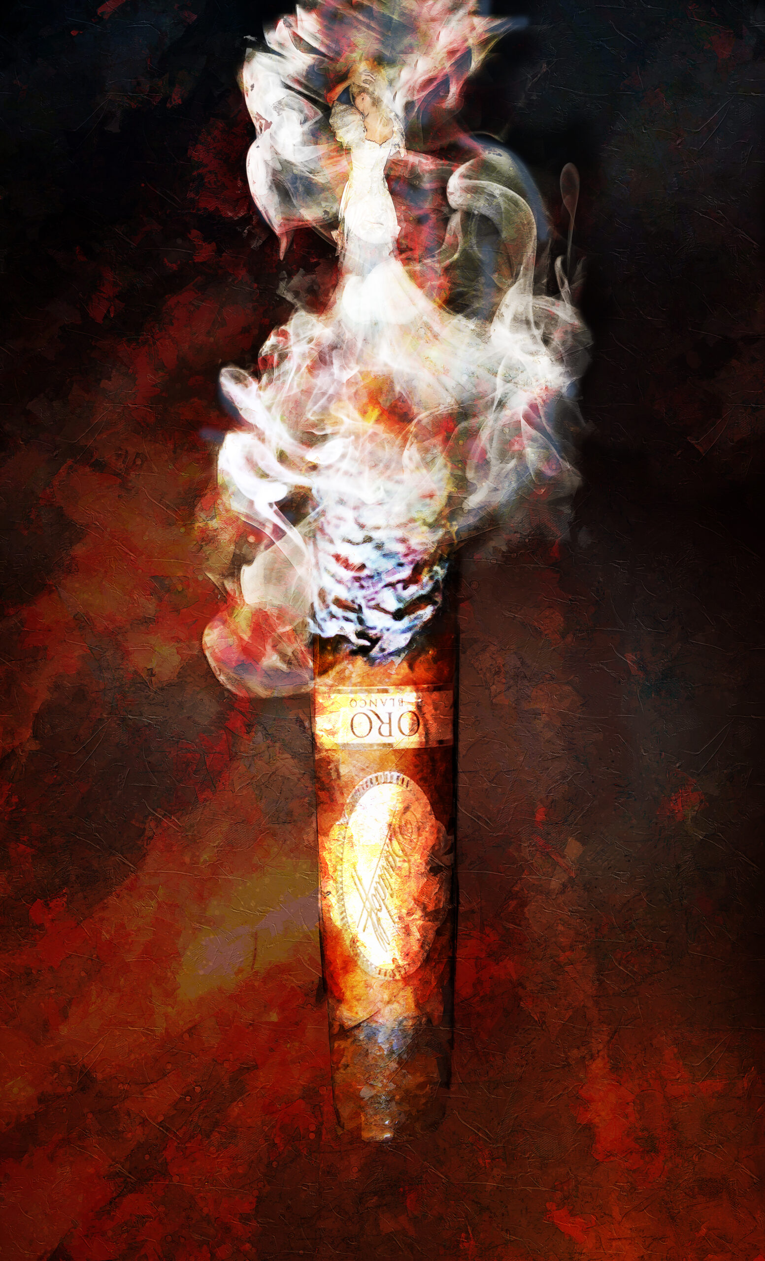 Davidoff ORO Blanco Cigar -Lady In The Smoke Fine Art