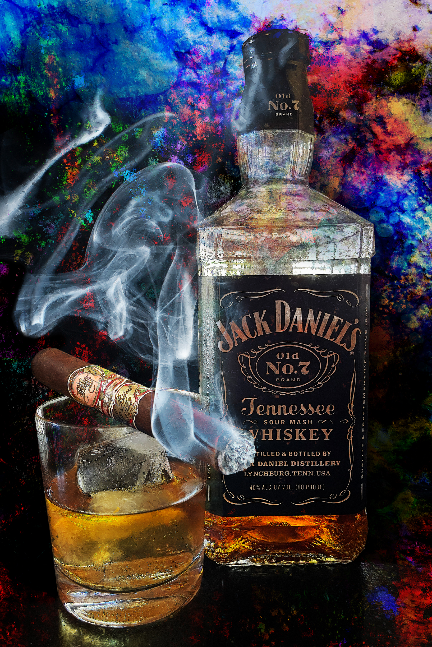 Our Fathers Cigar Painting with Jack Daniel's Old Number 7