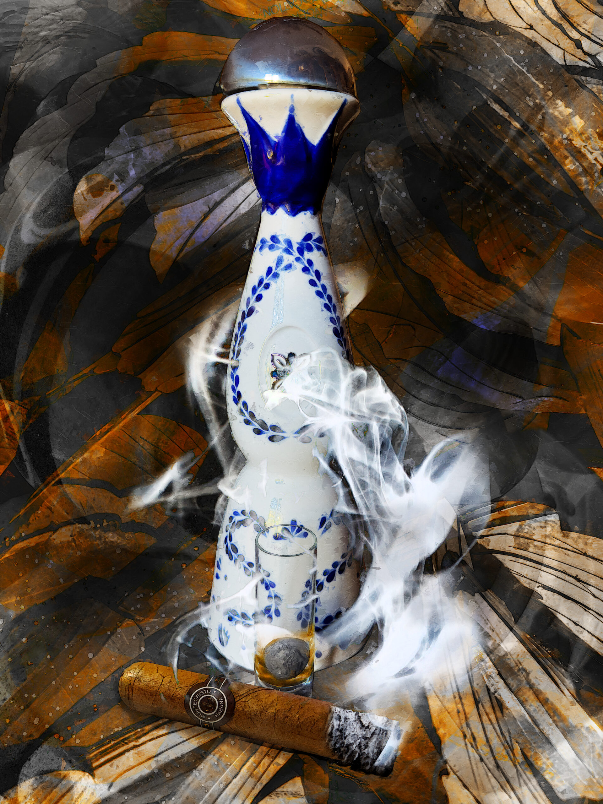 Tequila and Cuban Cigar Art