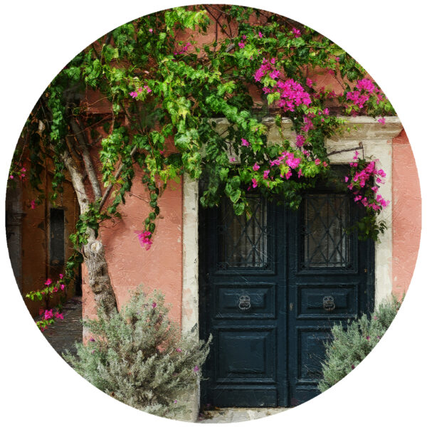 Corfu Greece Doorway and Flower Art