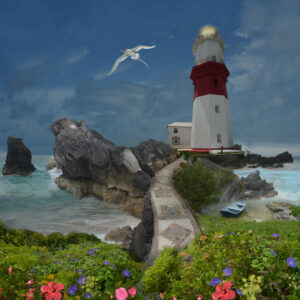 Bermuda Lighthouse with Boat Painting