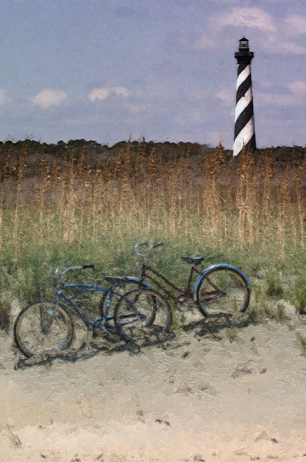 Cape Hatteras OBX Lighthouse with Bikes Painting