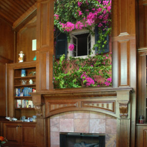 Flowers Over A Fireplace Painting by artist Michael John Valentine of Charlotte North Carolina