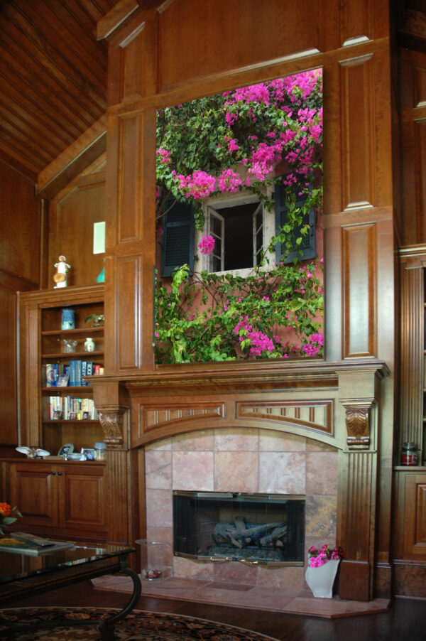 Flowers Over A Fireplace Painting by artist Michael John Valentine of Charlotte North Carolina