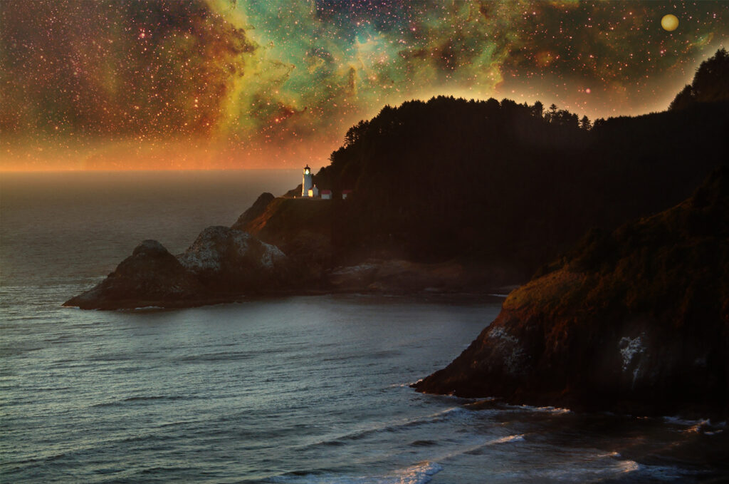 Night Sky at Haceta Head Lighthouse Oregon Coast