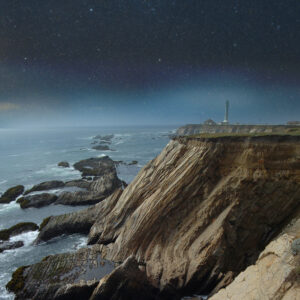 Nebula Sky over west coast of California Lighthouse painting
