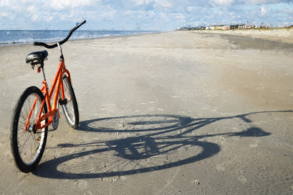 Orange Bike Painting on Hilton Head Island Beach