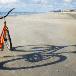 Orange Bike Painting on Hilton Head Island Beach