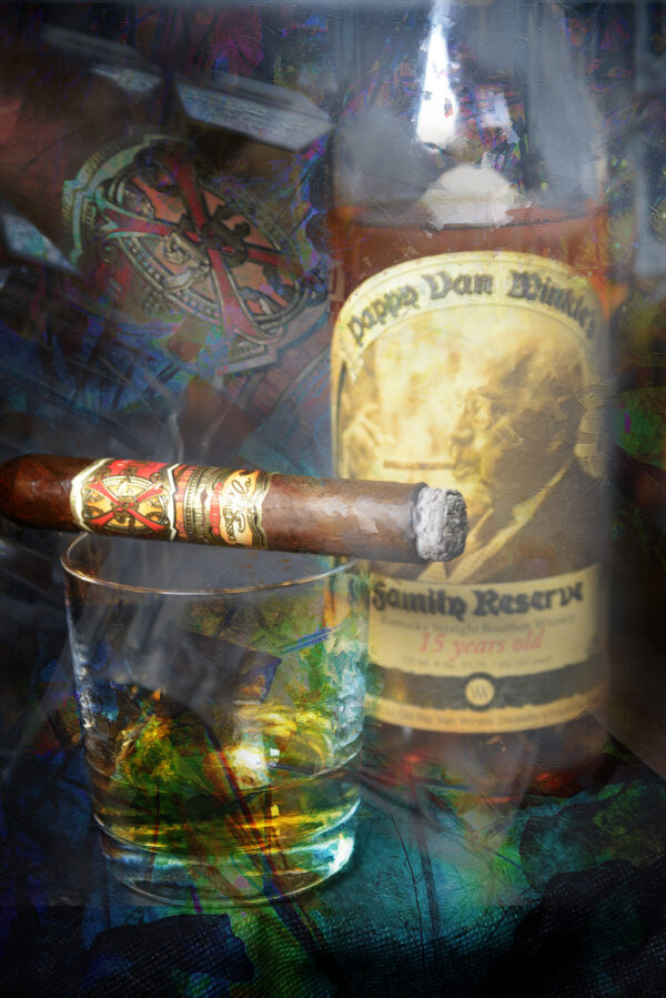 Opus X Cigar Pappy Van Winkles 15 year bourbon art