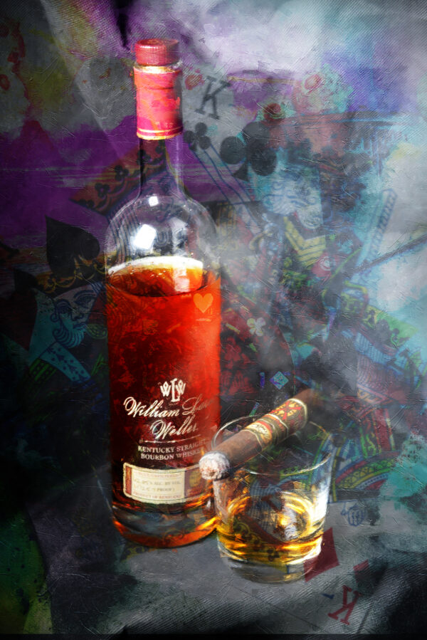 William Weller Bourbon with Opus X Cigar art