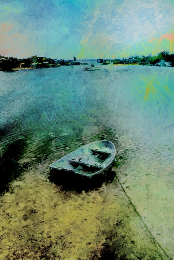 Bermuda Shore and Boat Abstract on Canvas by artist Michael John Valentine from Bermuda