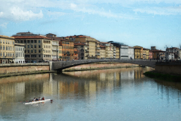 Pisa Italy Arno River rowers Painting