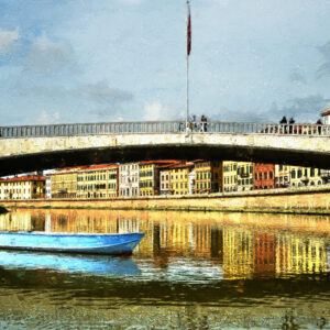 Bridge over Arno River Pisa Italy Painting