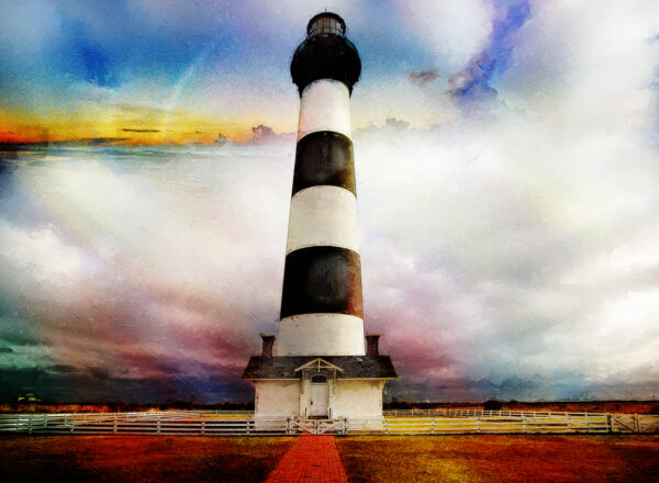 Bodie Island Lighthouse abstract painting on canvas