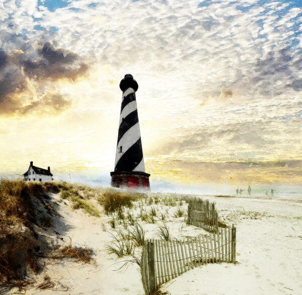 Cape Hatteras Lighthouse sand dunes painting on canvas