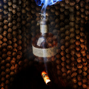 Tall cigar smoke and Blanton's Bourbon painting