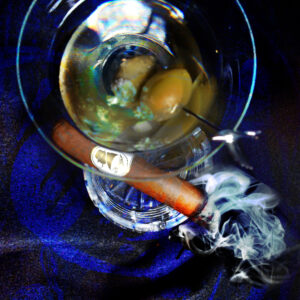 Martini with Davidoff Cigar Painting on Canvas by artist Michael John Valentine of Lake Norman North Carolina