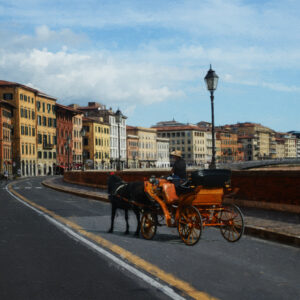 Pisa Italy Horse drawn carriage Painting