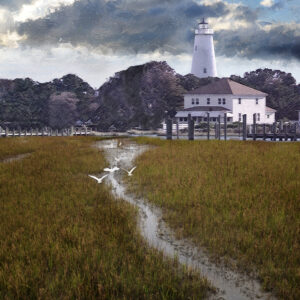 Ocracoke Lighthouse and Marsh Outer Banks of North Carolina