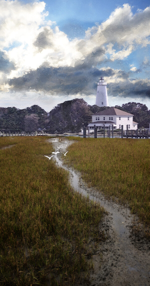Ocracoke Lighthouse and Marsh Outer Banks of North Carolina