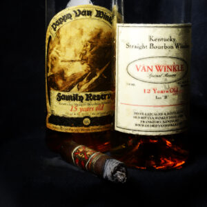 Pappy Van Winkle's 12 and 15 year Bourbon and Opus X Cigar Wall Art on Canvas by artist Michael John Valentine of Huntersville North Carolina
