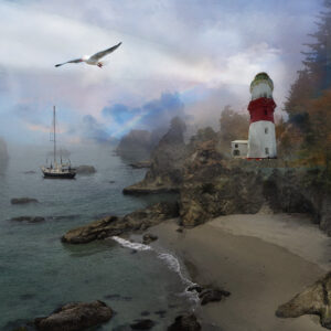 the hidden beach coast of oregon lighthouse