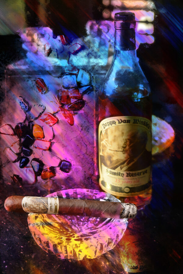 Pappy Van Winkle's Bourbon and Cigar Abstract Modern Wall Art by Cornelius Artist Michael John Valentine