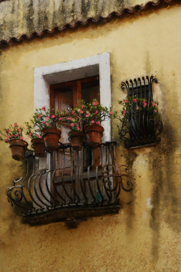 Flower Box Balcony Sicily Italy Painting