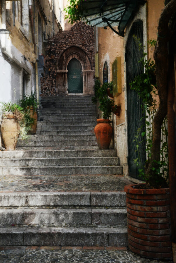 Steps to a door in Sicily Italy painting on canvas