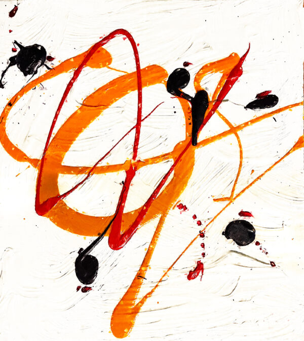 original acrylic abstract painting with orange lines