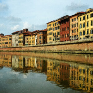 Old Town Pisa Italy Arno River Painting