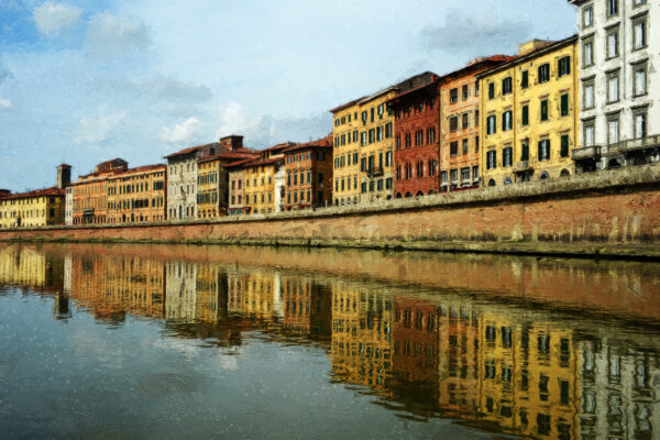 Old Town Pisa Italy Arno River Painting