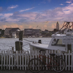 Ocracoke Lighthouse bike and boats