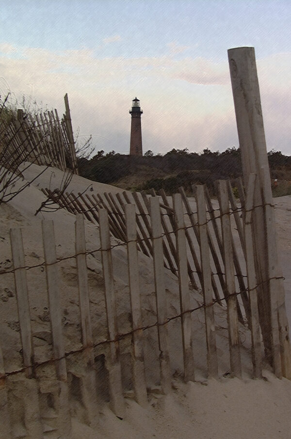 Currituck Lighthouse Outer Banks painting from the beach