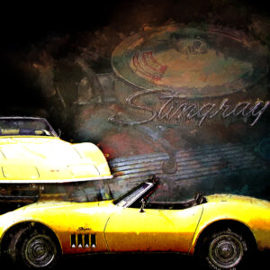 Yellow 1969 Stingray Corvette in Yellow Art