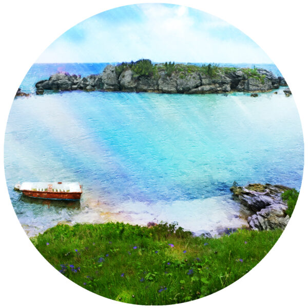 Bermuda Boat and Flowers Art