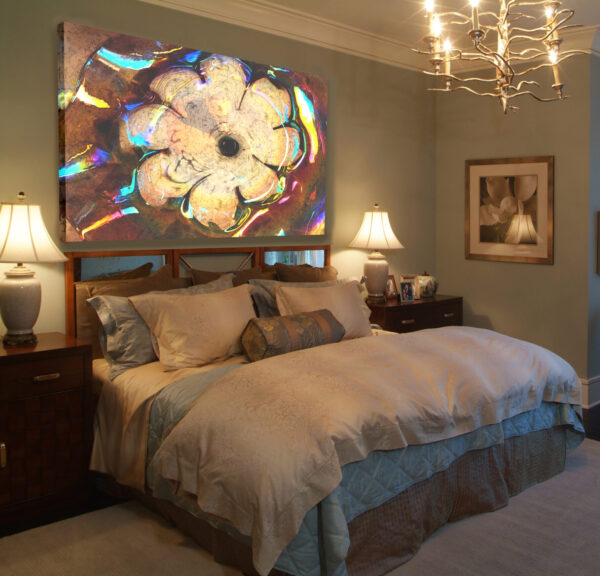 Example of Abstract Modern Art over a Bed by artist Michael John Valentine of Lake Norman