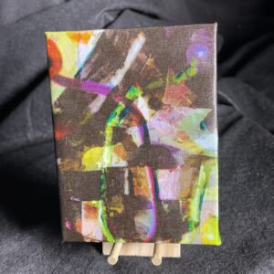 Abstract 6 x 9 Gallery Wrapped Painting with mini easel on canvas by artist Michael John Valentine of Lake Norman