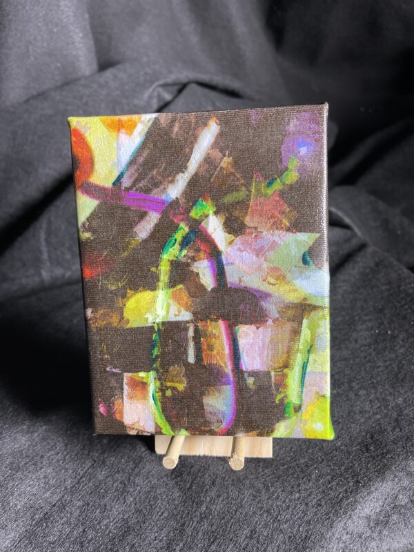 Abstract 6 x 9 Gallery Wrapped Painting with mini easel on canvas by artist Michael John Valentine of Lake Norman