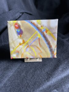Childs Play Abstract 6 x 4.5 Gallery Wrapped Painting on Exhibition Canvas with Mini Easel by Artist Michael John Valentine of Lake Norman North Carolina