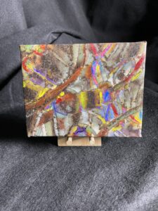 Modern Abstract Mini Easel Painting on Canvas titled "Line Up" by Lake Norman Artist Michael John Valentine