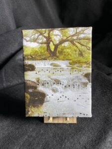 When Water Makes Music is a 6 x 4.5 Gallery Wrapped Canvas with a handmade easel by artist Michael John Valentine of Lake Norman North Carolina