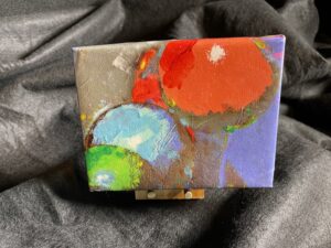 Handmade Mini Easel with Original Abstract gallery Wrapped Painting by Artist Michael John Valentine of Huntersville North Carolina