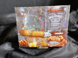 Jack Daniel's Bourbon and Montecristo Cigar art on Canvas by artist Michael John Valentine of Lake Norman