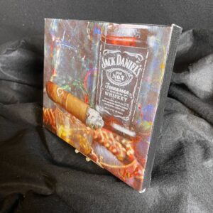 Jack Daniel's Bourbon and Montecristo Cigar art on Canvas by artist Michael John Valentine of Lake Norman