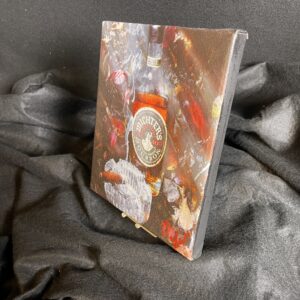 Michter's Bourbon and cigar painting by artist Michael John Valentine with a handmade mini easel