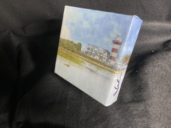 6 x 6 Gallery Wrapped Canvas Painting Harbour Town Lighthouse on Hilton Head Island by Artist Michael John Valentine of Cornelius North Carolina