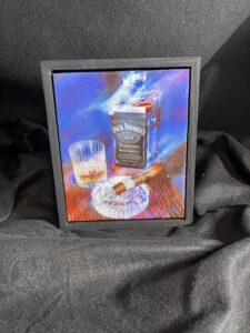Jack Daniel's Bourbon with Montecristo Cigar Floating Frame Wall Art by artist Michael John Valentine of Lake Norman