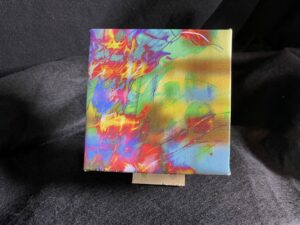 Modern Art Abstract 6 x 6 Falling From The Sky Gallery Wrapped Canvas with mini easel by artist Michael John Valentine of Huntersville